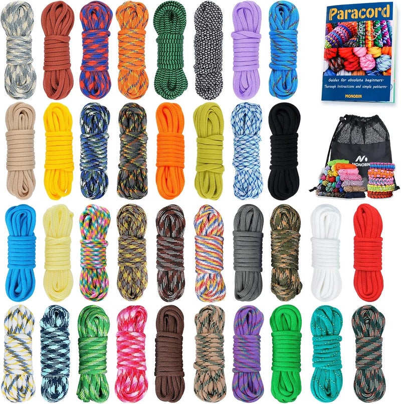 MONOBIN 36 Colors 10ft Paracord 550 Combo kit, Paracord Bracelets Making kit - Multifunction Paracord Rope with Instruction for Making Lanyard, Dog Collar, Idea for Gift… - Image 1